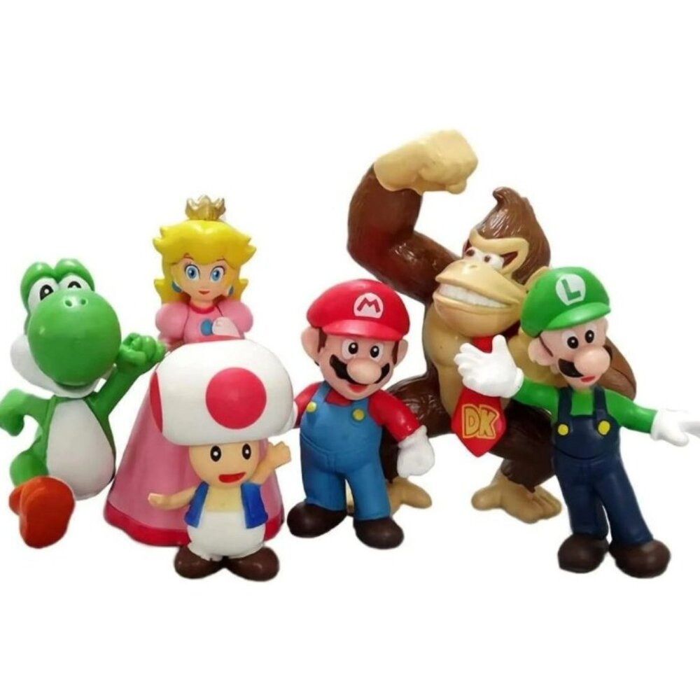 Mario Mini Figure Set 6 PCS Cake Topper Party Decorations